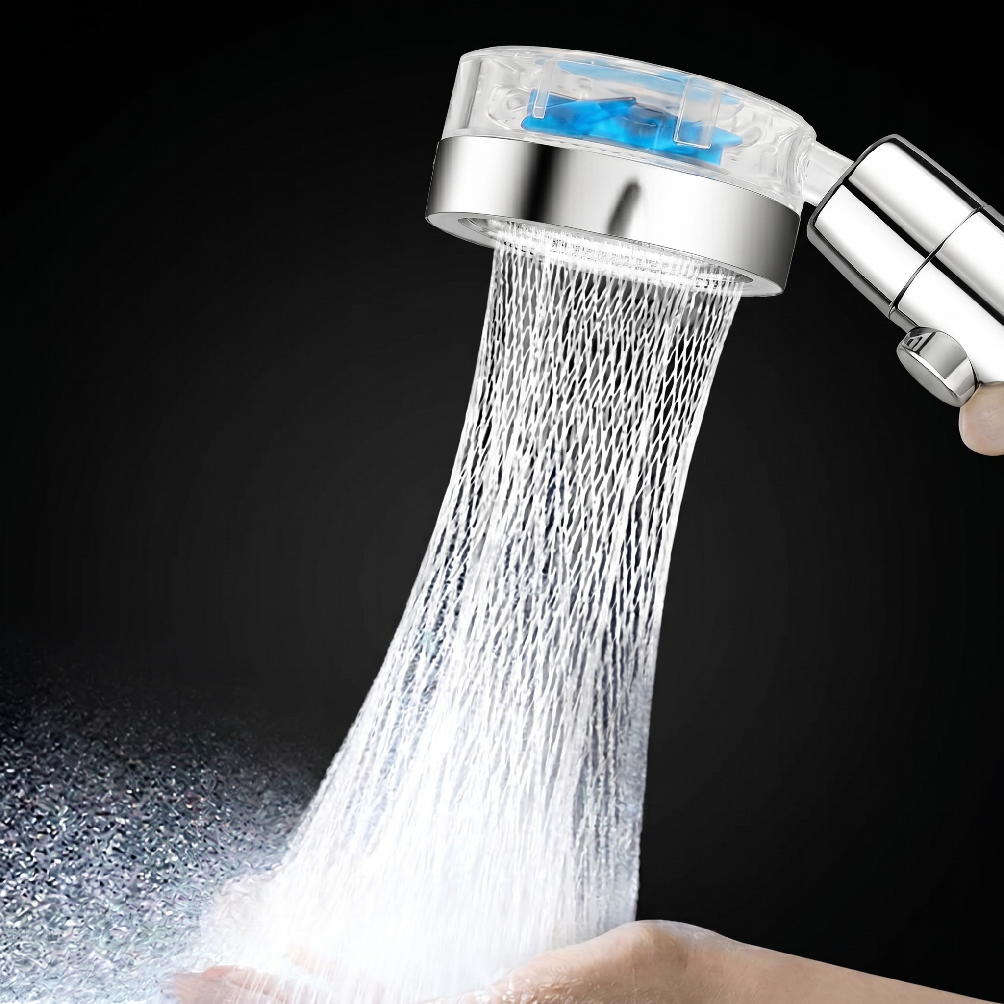 Hydromony Halo shower head Silver turbine